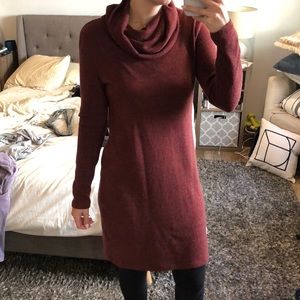 Cowl neck sweater dress